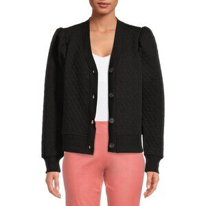 Time and Tru Coordinating Quilted Puff Sleeve Cardigan, XS